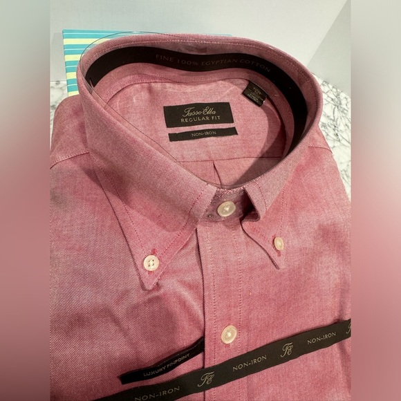 NWT Tasso Elba men’s Egyptian cotton no iron collard shirt 17.3/34 34 xl - Picture 2 of 4